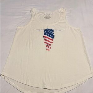 Grayson Threads White Tank Top with American Flag Bull Design